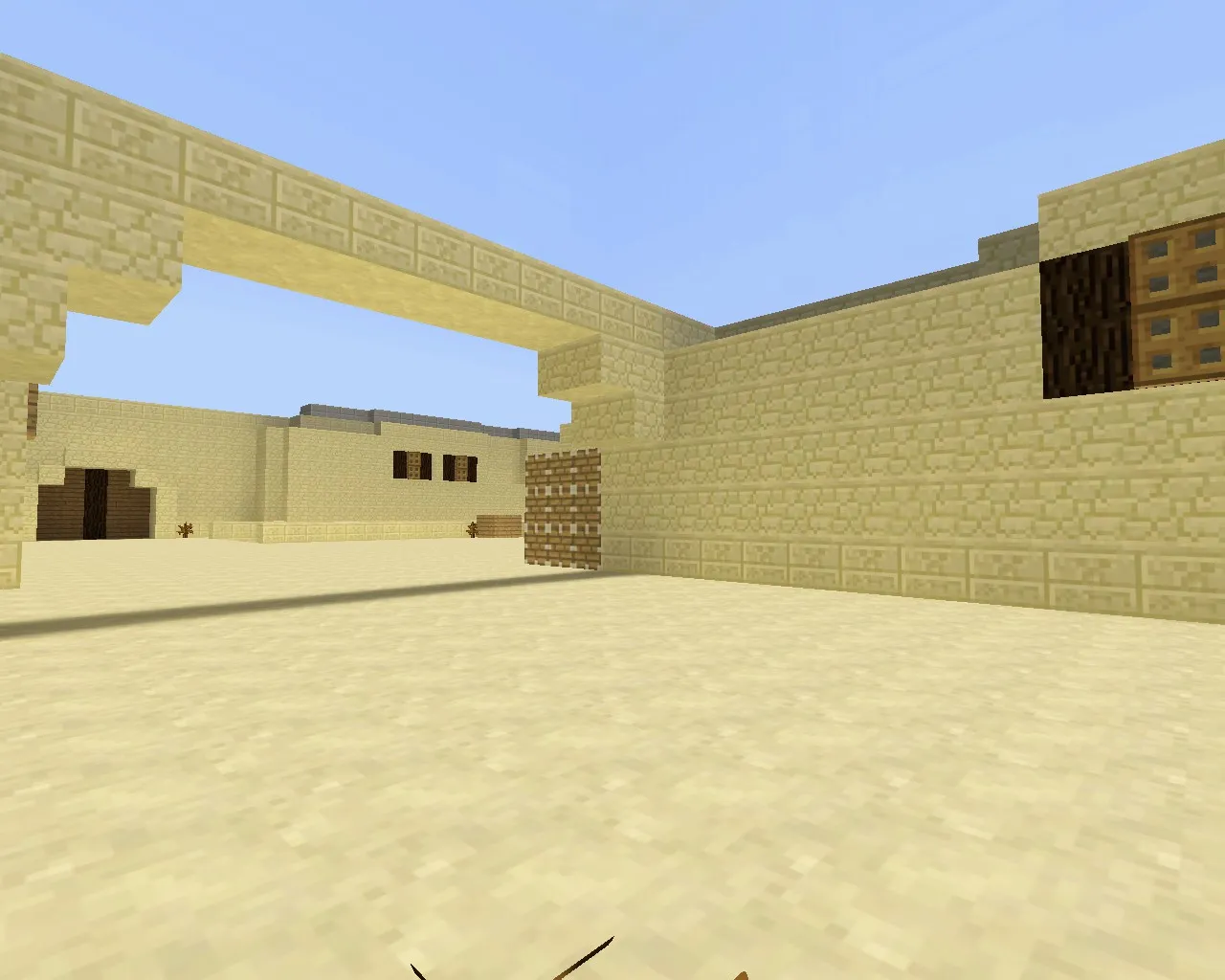 Скриншот  Карта de_dust2_minecraft для CS 1.6: классический Dust2, текстуры в стиле Minecraft, точки, боты, оптимизация