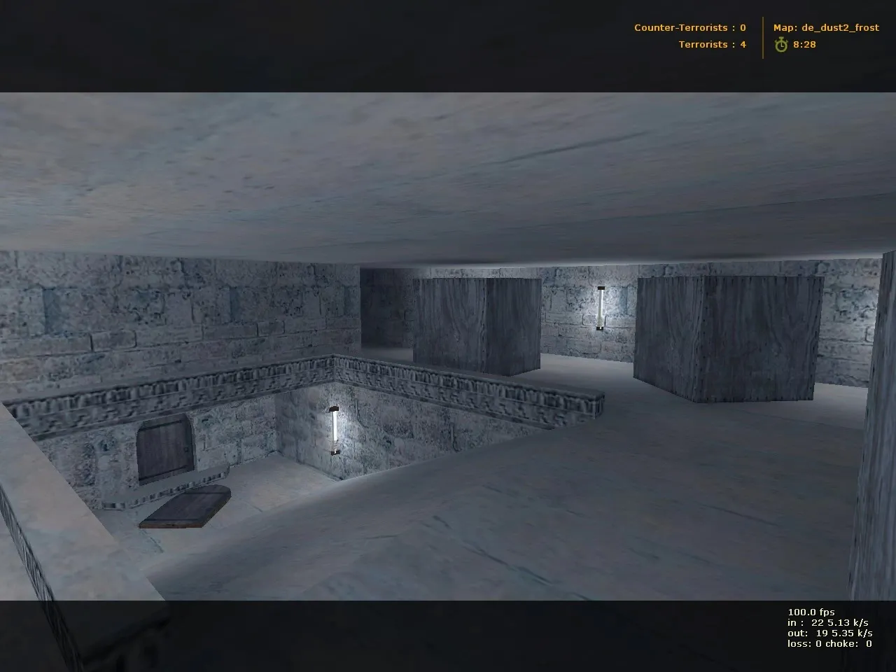 Скриншот de_dust2_frost для CS 1.6: баланс сторон, точки атаки/дефа, .nav для ботов и оптимизация