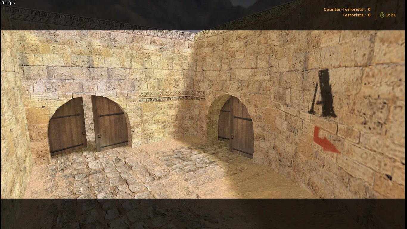 Скриншот  Карта de_dust2_2x2_long для CS 1.6: тактика long, точки, боты (.nav) и оптимизация wpoly/epoly