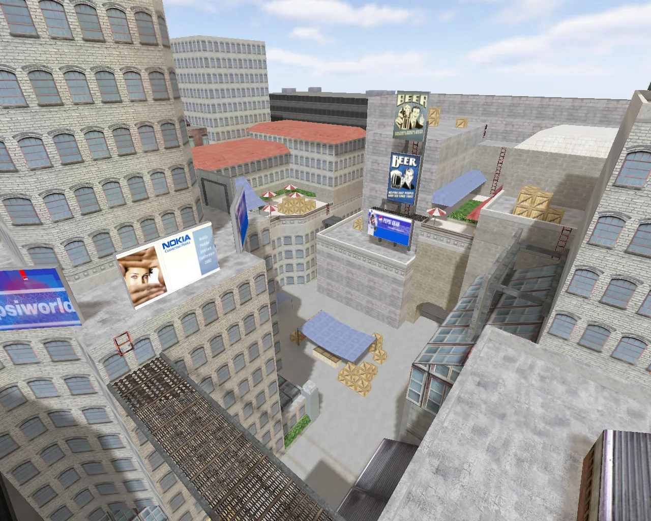 Скриншот  Карта «awp_rooftops» для CS 1.6: тактика, раунды, точки под AWP и ориентиры