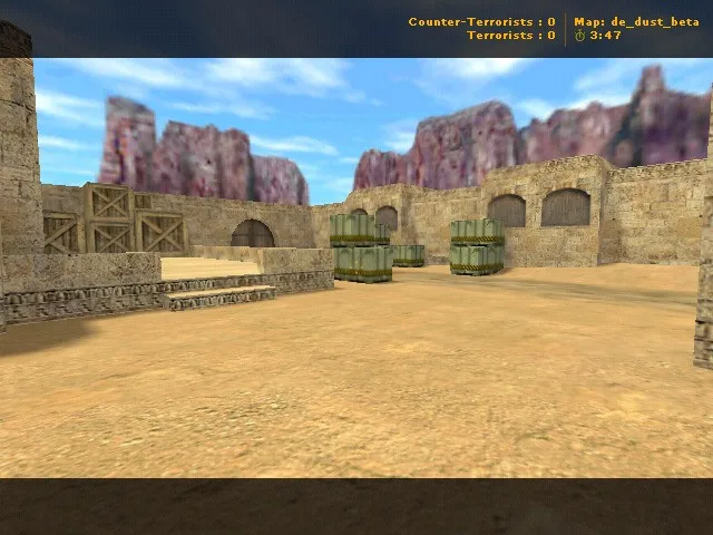 Скриншот  Карта de_dust_beta для CS 1.6: баланс сторон, точки, .nav для ботов и оптимизация wpoly/epoly
