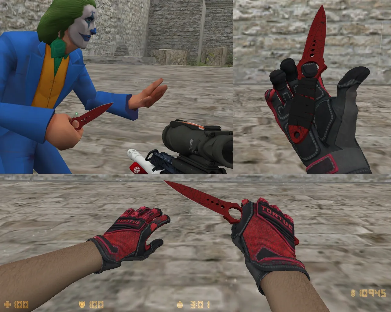 Скриншот Скелетный нож «Кровавая паутина» + Перчатки спецназа «Кровавое кимоно» для CS 1.6: v_ p_ w_ модели, звуки и анимация