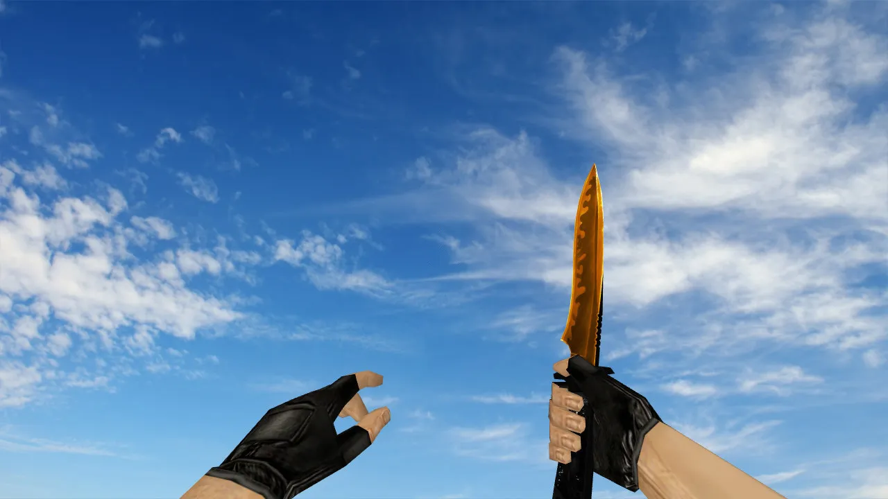 Скриншот Модель «Default Knife Duality Gold» v_knife_duality_gold + p_knife_duality_gold для CS 1.6: звуки, анимация осмотра, текстуры
