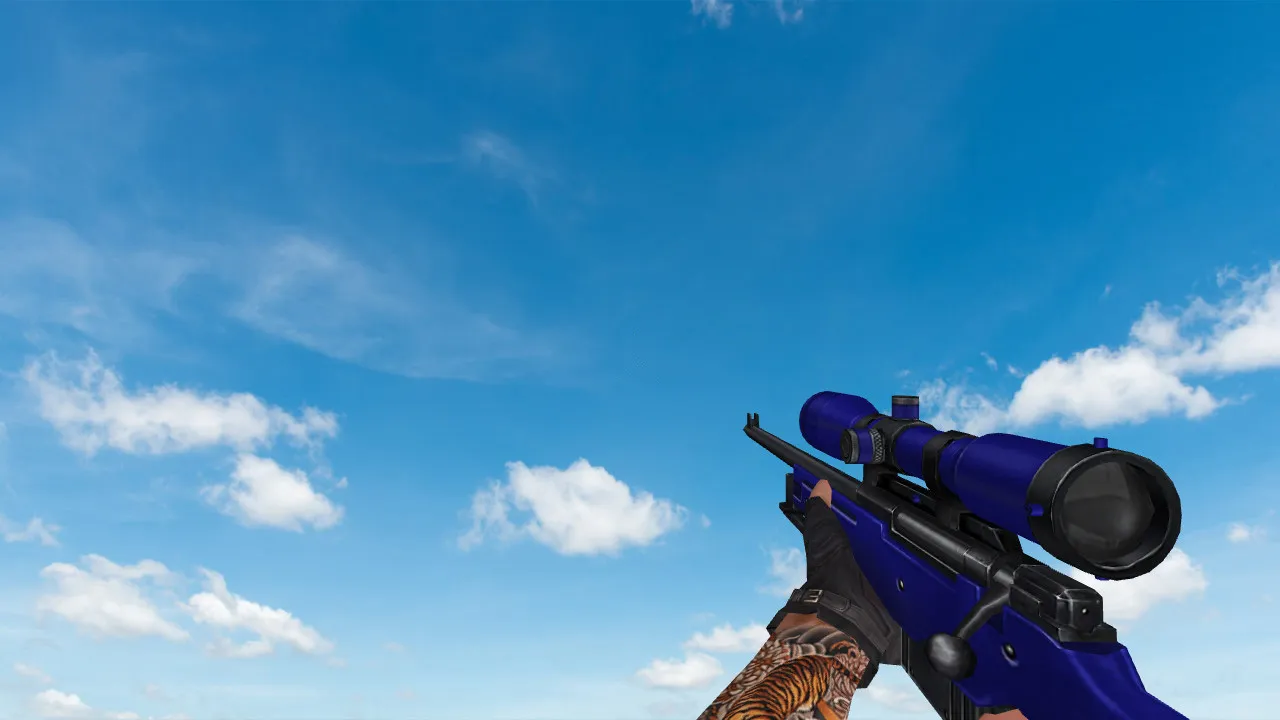 Скриншот Пак моделей оружия «Blue Weapons With Tattoo» для CS 1.6: v_, p_, w_ модели, звуки, анимация осмотра и качество текстур