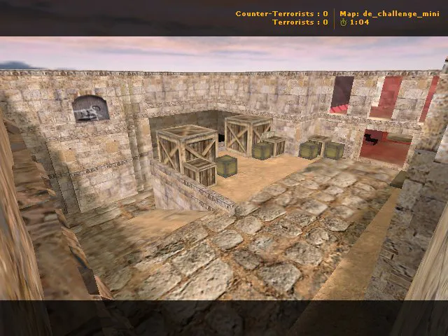 Скриншот  de_challenge_mini для CS 1.6: компактная DE-карта, точки, боты .nav и оптимизация