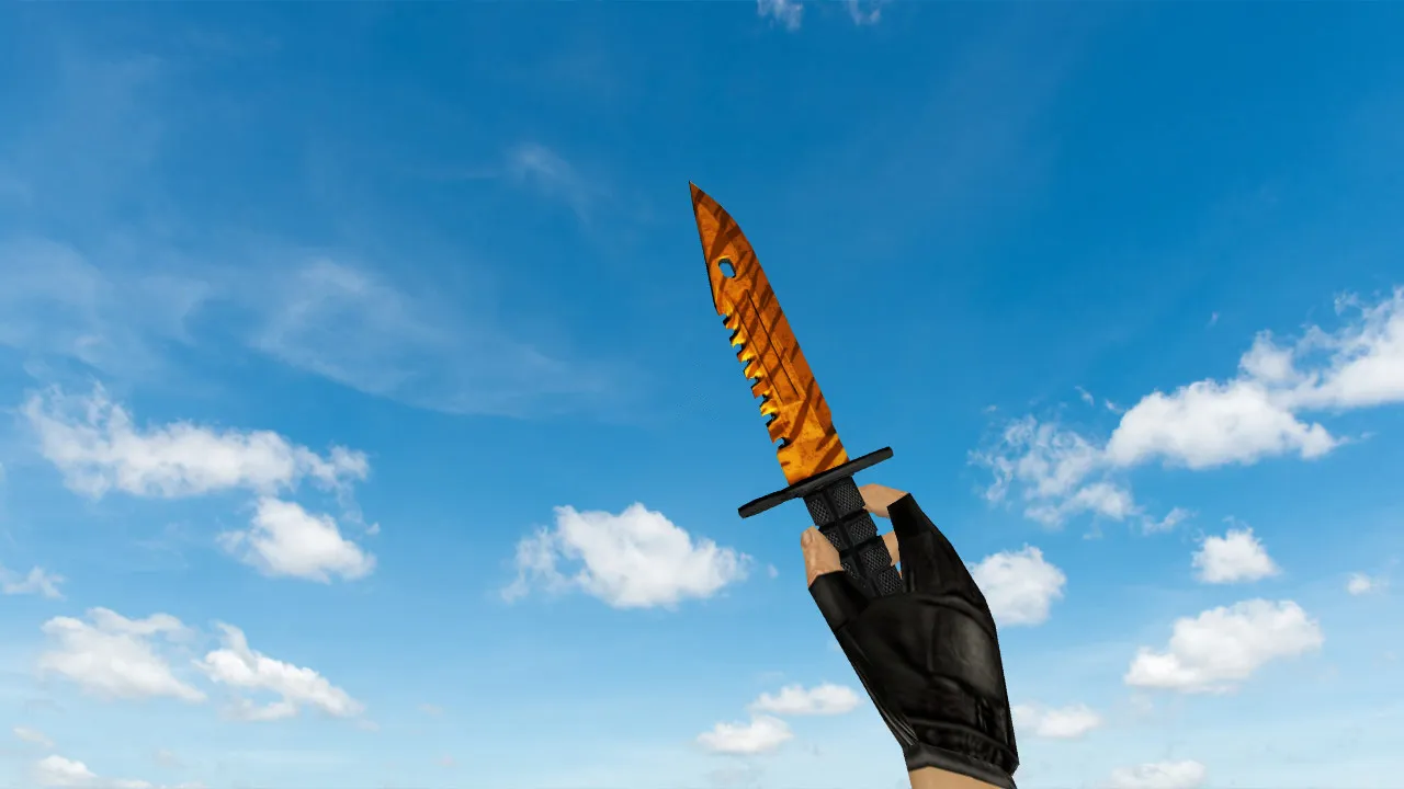 Скриншот Модель ножа v_ и p_ «Штык-нож M9 “Зуб тигра”» для CS 1.6: звуки, анимация осмотра, текстуры