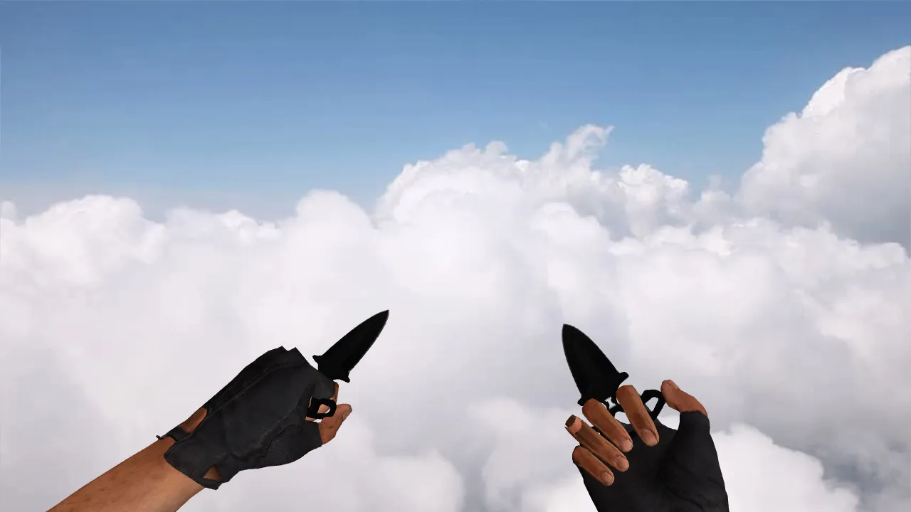 Скриншот Модель «Shadow Daggers Black» (v_knife, p_knife, w_knife) для CS 1.6: звуки, анимации осмотра и текстуры