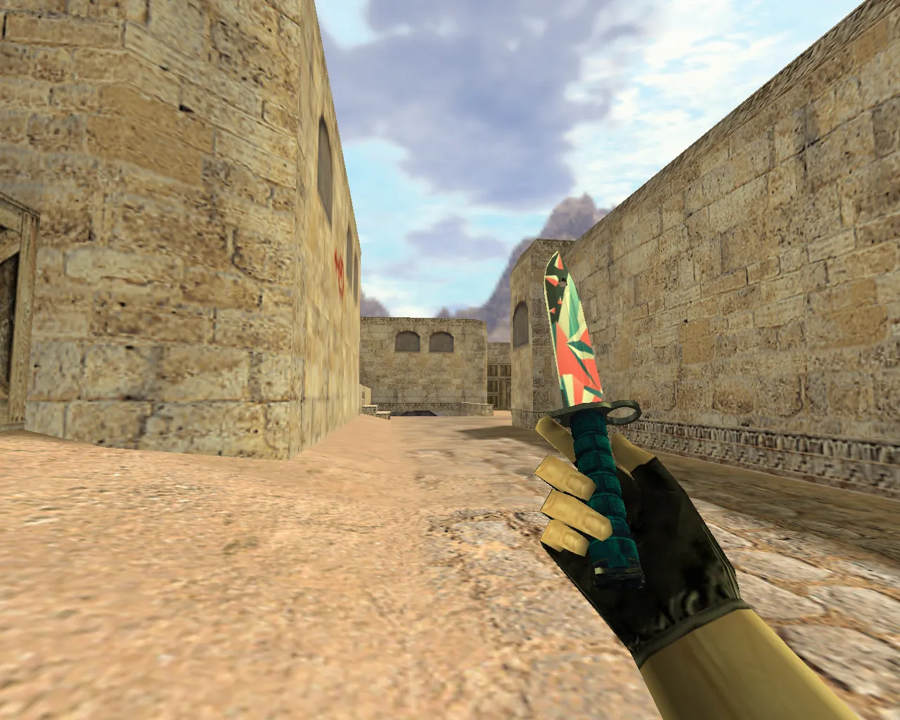 Скриншот Модель ножа v_ w_ p_ «Штык-нож Буйство красок» для CS 1.6: звуки, анимация осмотра, текстуры и настройка