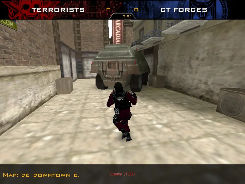 Скриншот  Карта de_downtown_cstrike для CS 1.6: баланс сторон, точки, .nav и оптимизация wpoly/epoly