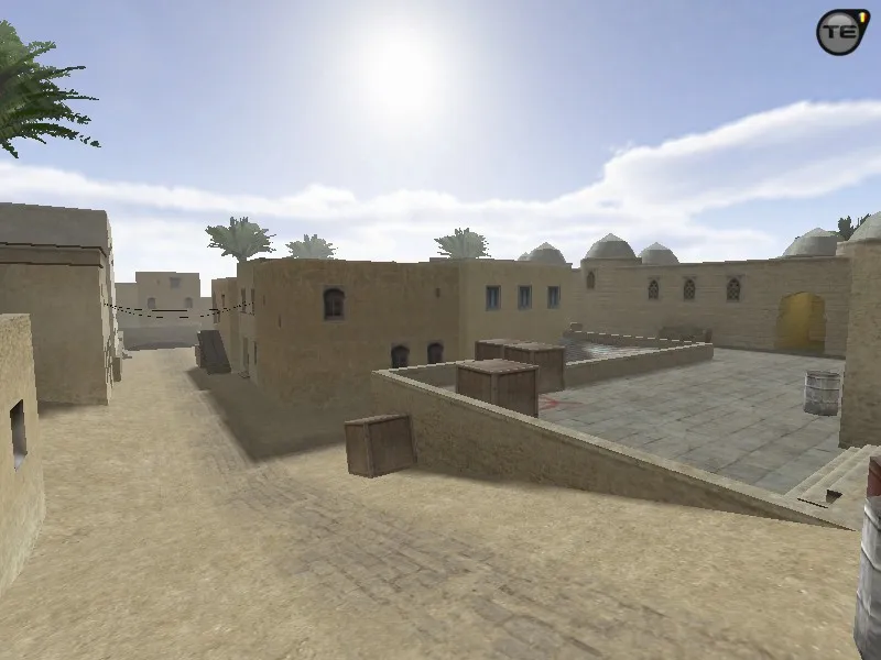 Скриншот  css_dust2_remake для CS 1.6: DE карта с балансом сторон, точками под плент и .nav для ботов