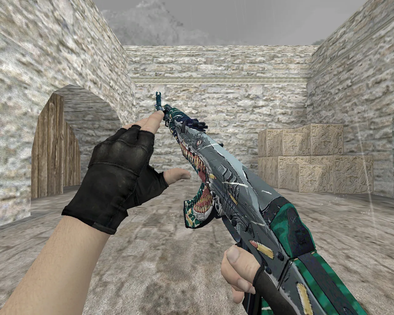 Скриншот АК-47 «Дикая акула» v_model для CS 1.6: p_ и w_ модели, анимация осмотра, звуки и текстуры