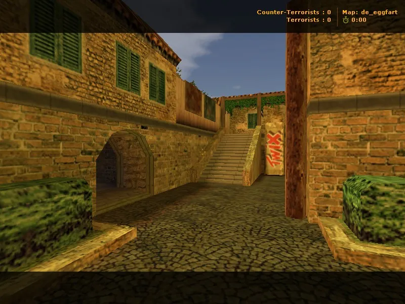 Скриншот  Карта de_eggfart для CS 1.6: баланс сторон, точки, .nav для ботов, оптимизация wpoly/epoly