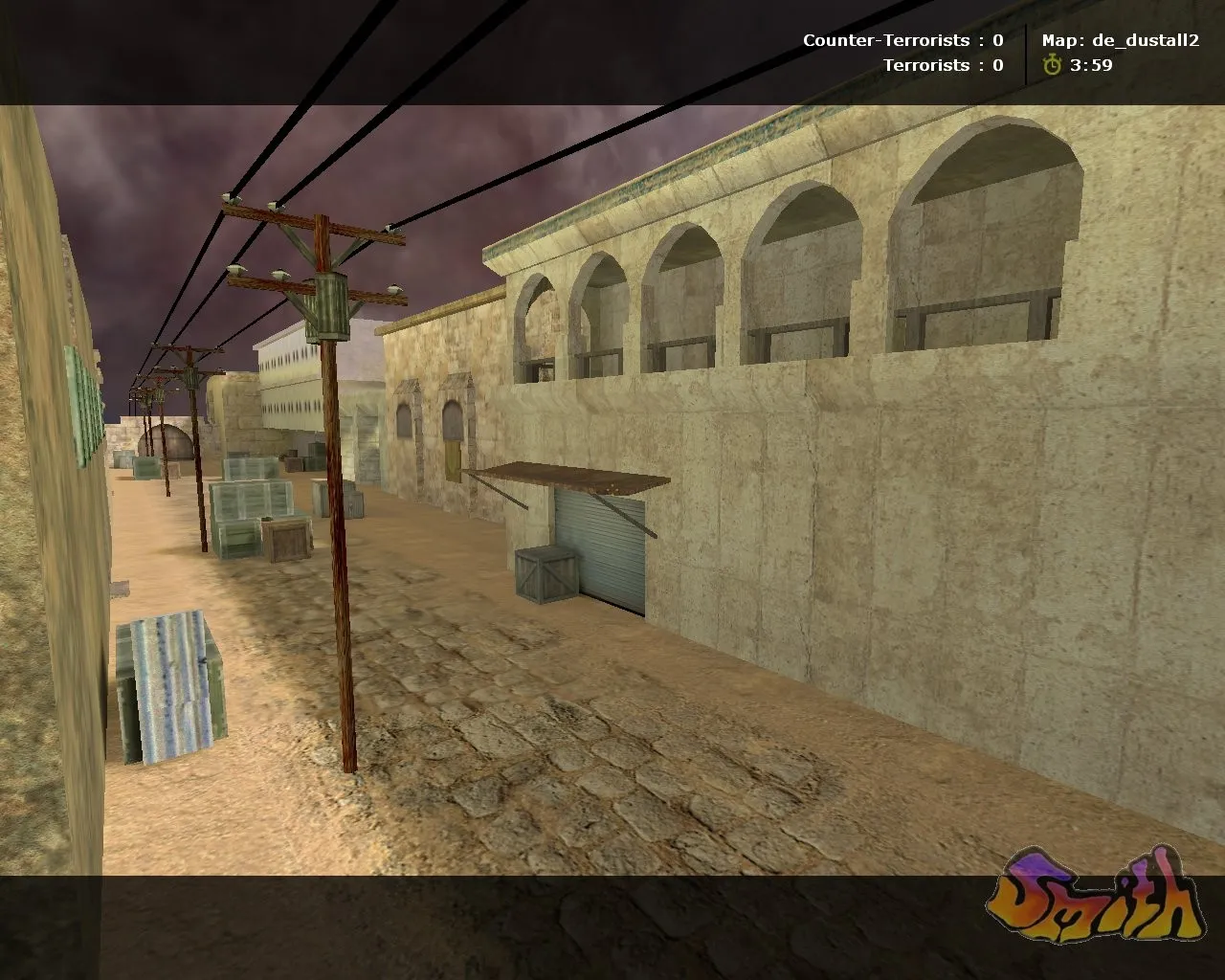 Скриншот Карта de_dustall2 для CS 1.6: баланс сторон, точки, .nav для ботов и оптимизация wpoly/epoly