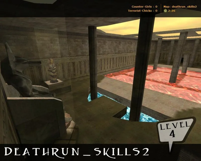 Скриншот  deathrun_skills2 для CS 1.6: карта deathrun, точки, раунды, баланс сторон и боты по .nav