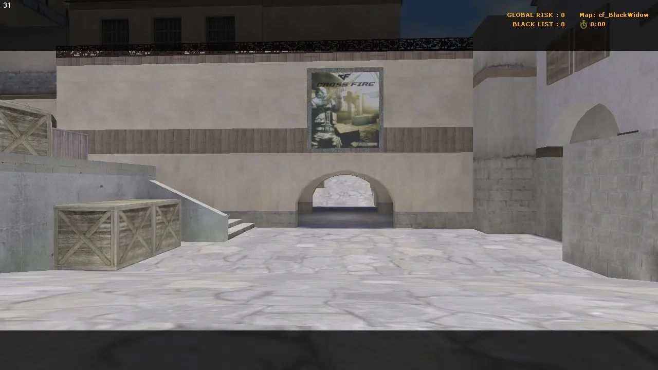 Скриншот Карта cf_blackwidow для CS 1.6: обзор, тактика за CT/T, баланс сторон, .nav и оптимизация
