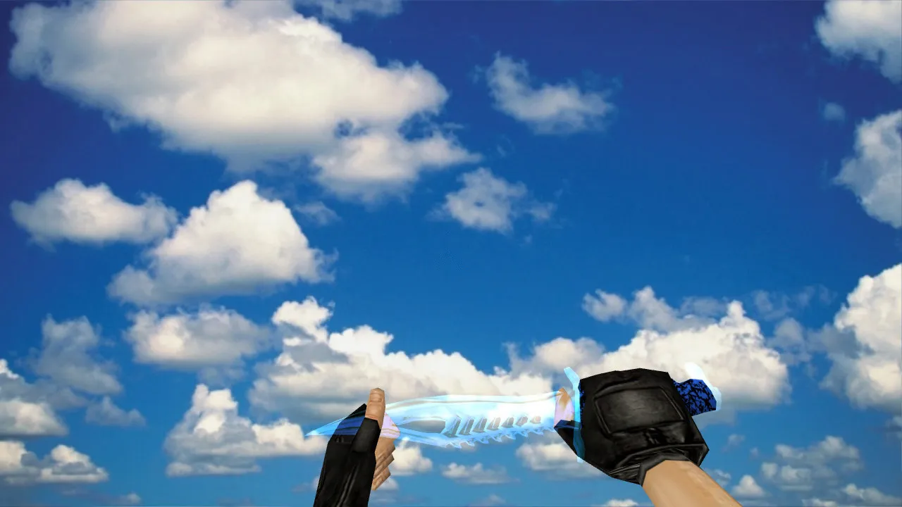 Скриншот Модель ножа Nautilus Transparent Blue v_knife p_knife w_knife для CS 1.6: звук, анимация осмотра, текстуры и просмотр