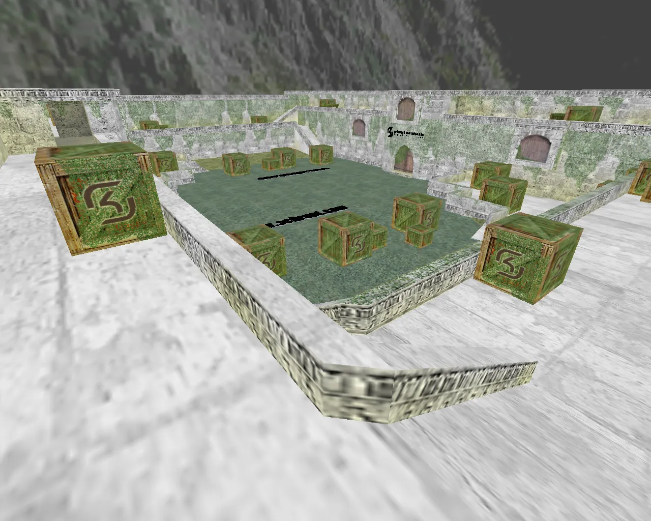 Скриншот  aim_sk_ak_m4 для CS 1.6: тренировка прицела и контроля отдачи, точки для AWP/AK/M4, боты и стабильный геймплей