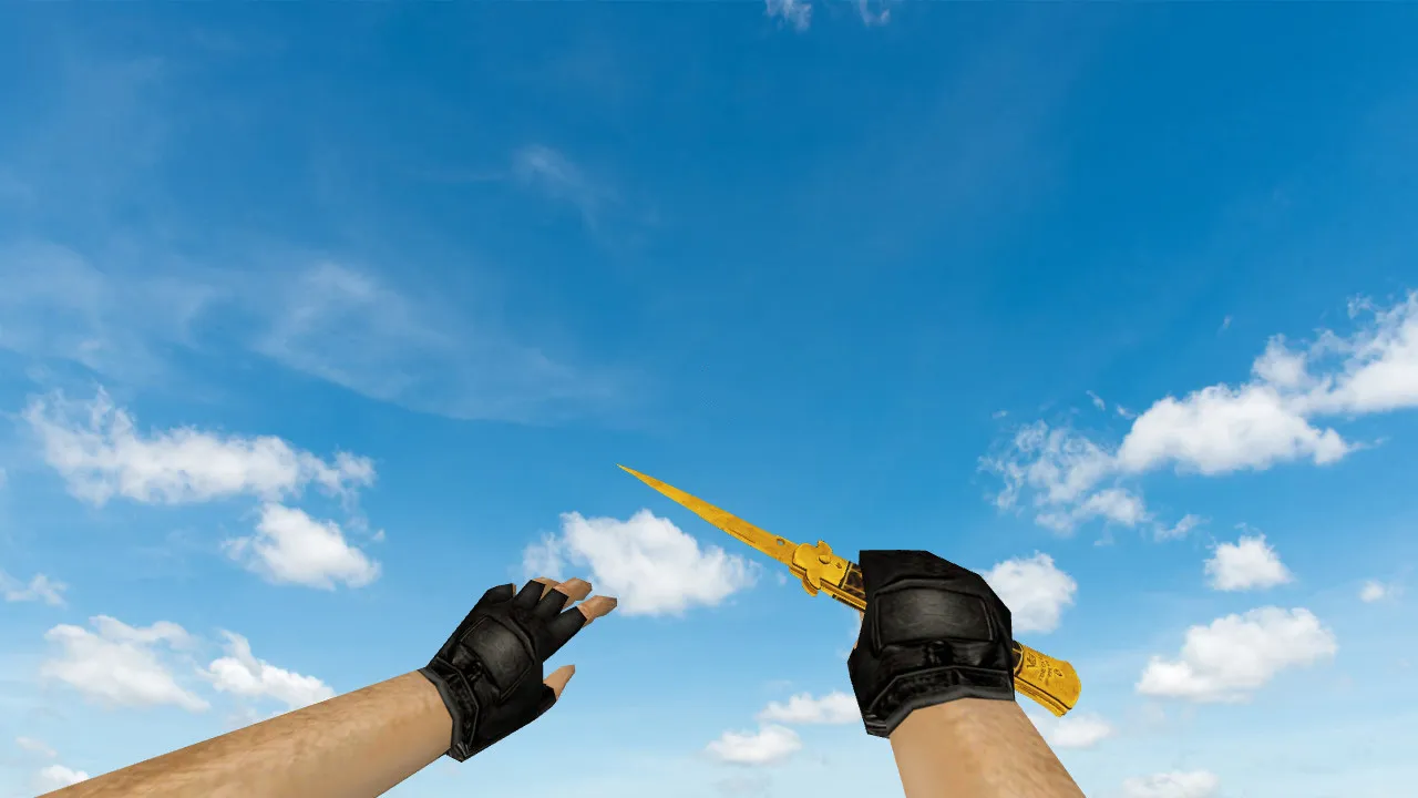 Скриншот Модель ножа «Stiletto Fine Gold» v_knife_p v_knife_b p_knife w_knife для CS 1.6: звуки, осмотр, текстуры