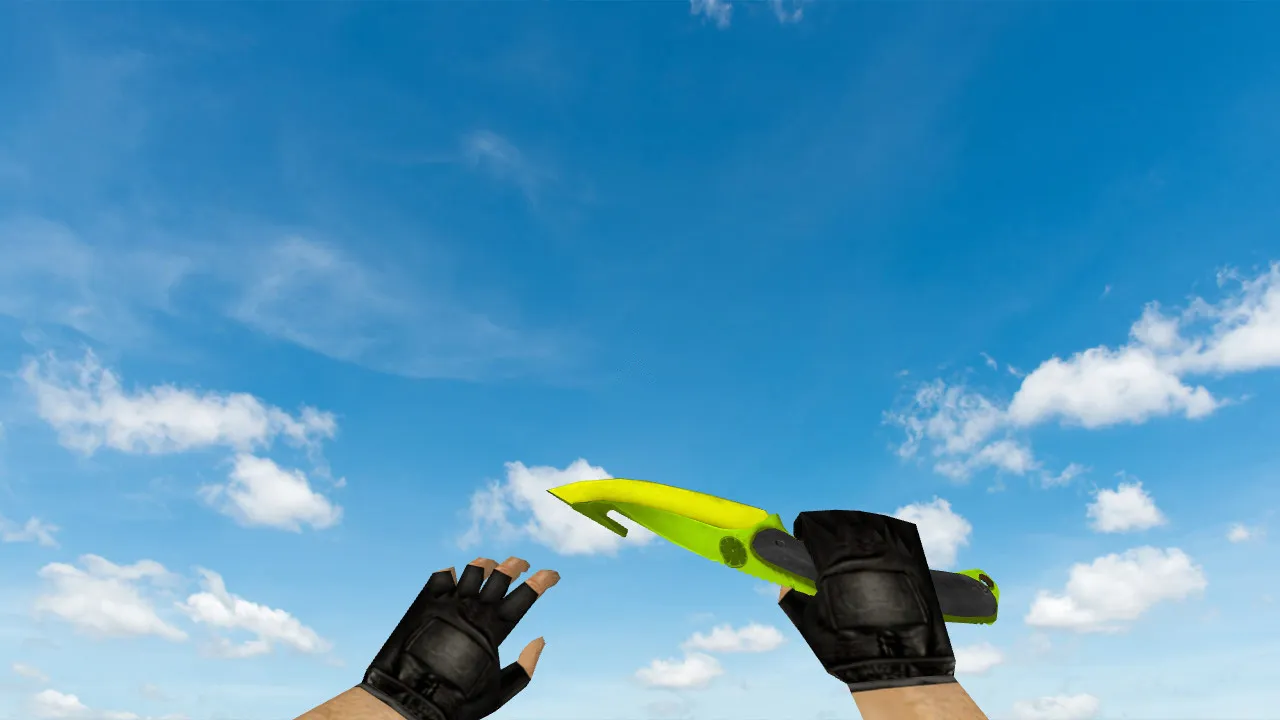 Скриншот Модель «Gut Knife Hecklux Lime» v_ для CS 1.6: p_ и w_ файлы, звуки, анимация осмотра, текстуры