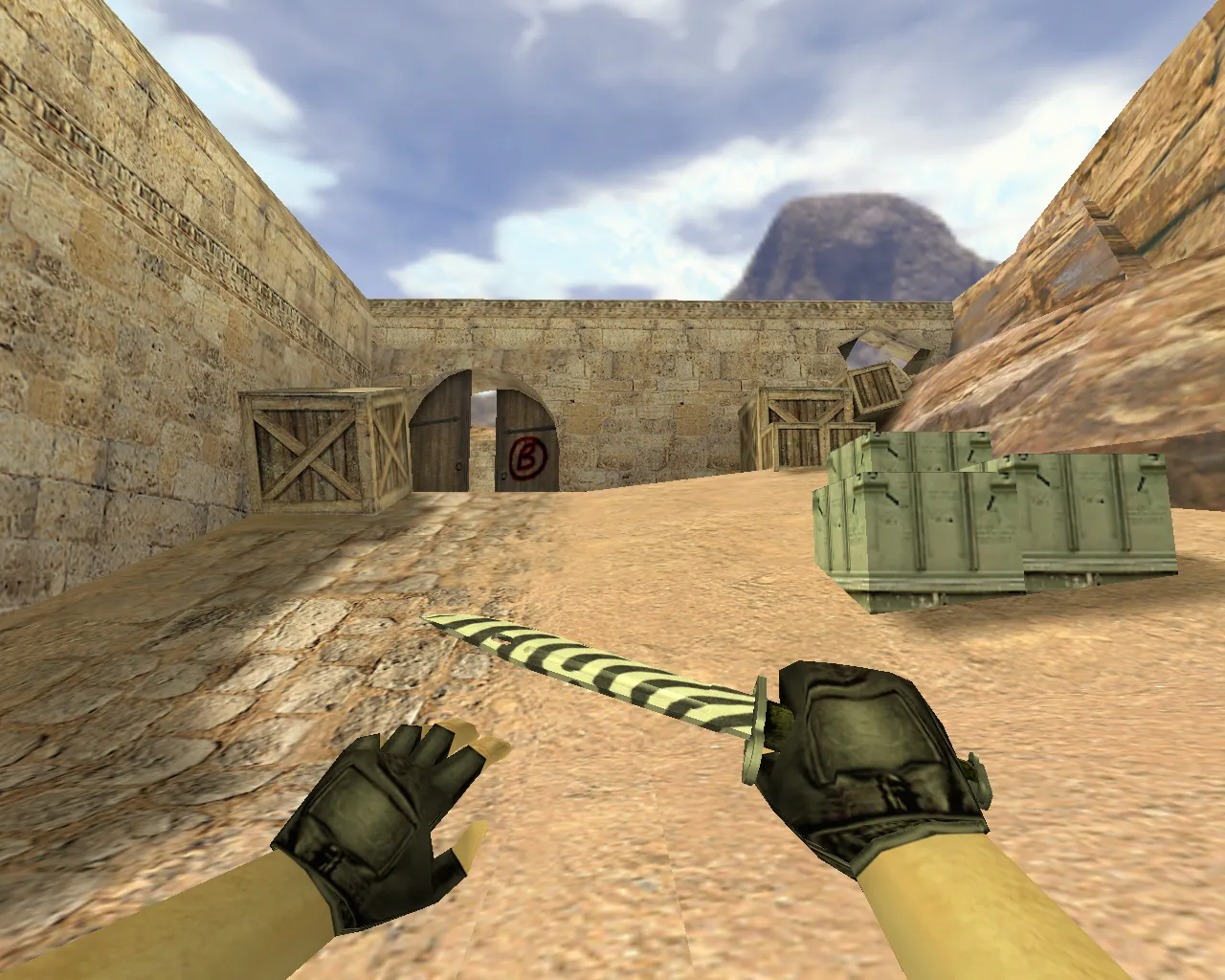 Скриншот Модель «Штык-нож Зебра» v_ для CS 1.6: p_ и w_ слоты, звук, анимации осмотра, текстуры и FPS