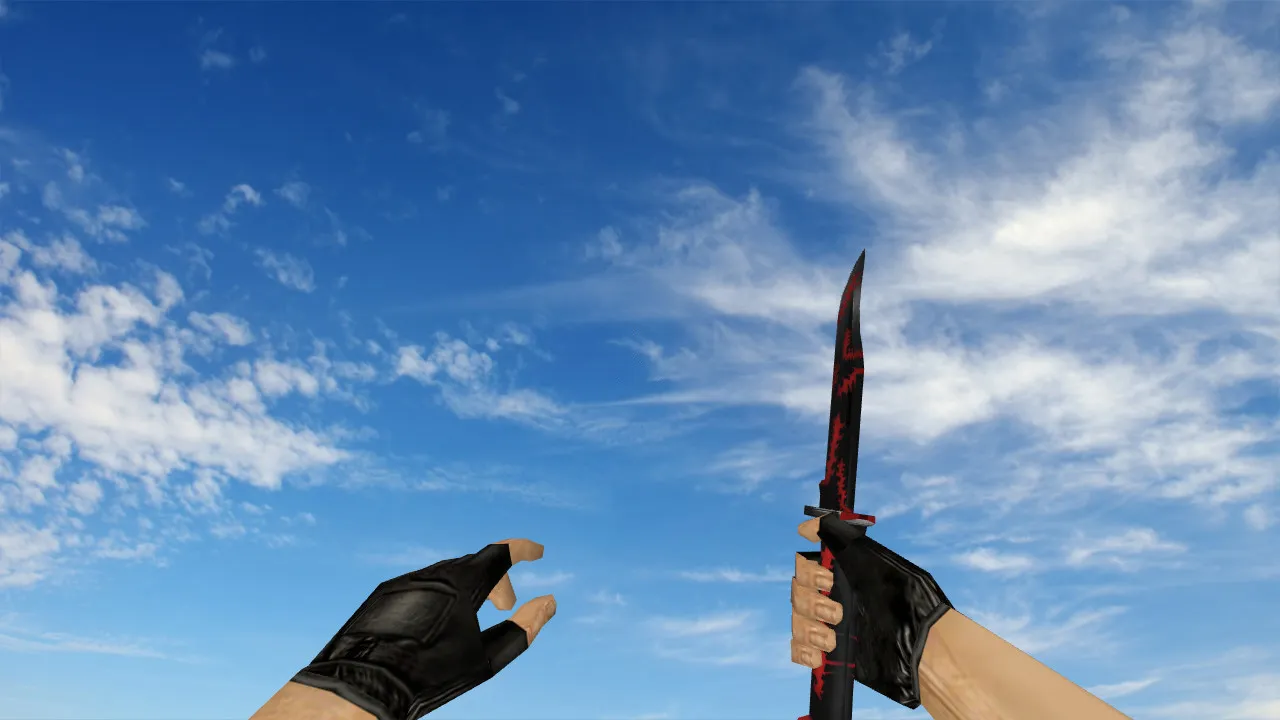Скриншот Модель «Death Red Knife» v_knife_p для CS 1.6: звуки, анимация осмотра, качество текстур