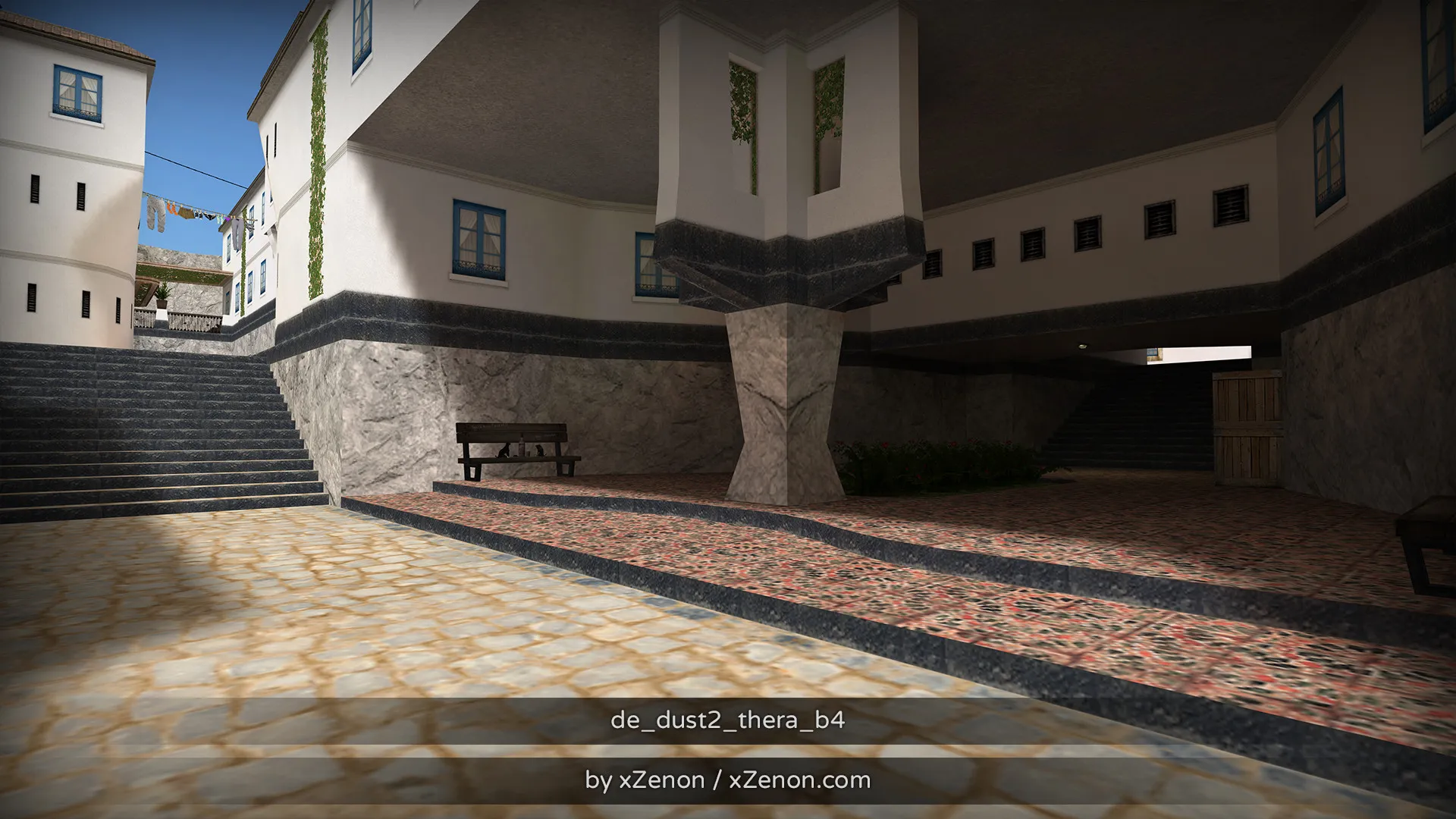 Скриншот  Карта de_dust2_thera_b3 для CS 1.6: тактика за CT и T, точки, маршруты, боты (.nav), оптимизация