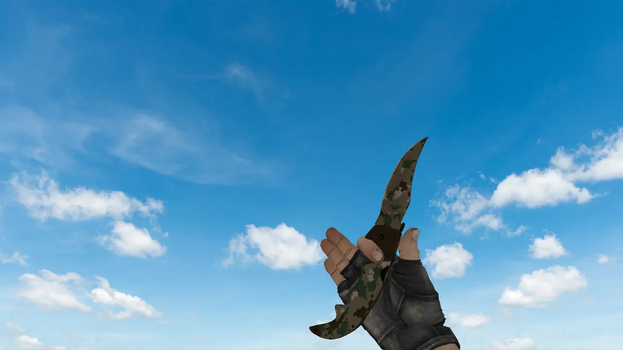 Скриншот v_ knife_falchion пиксельный камуфляж лес — нож для CS 1.6 с анимацией осмотра, звуками и качественными текстурами