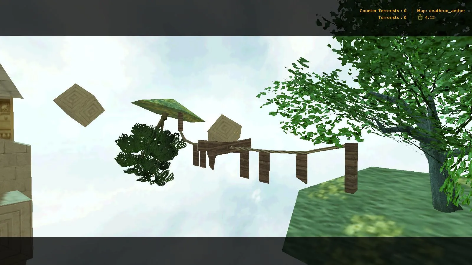 Скриншот  deathrun_aether_b1 для CS 1.6: карта deathrun, точки, раунды, .nav для ботов и оптимизация