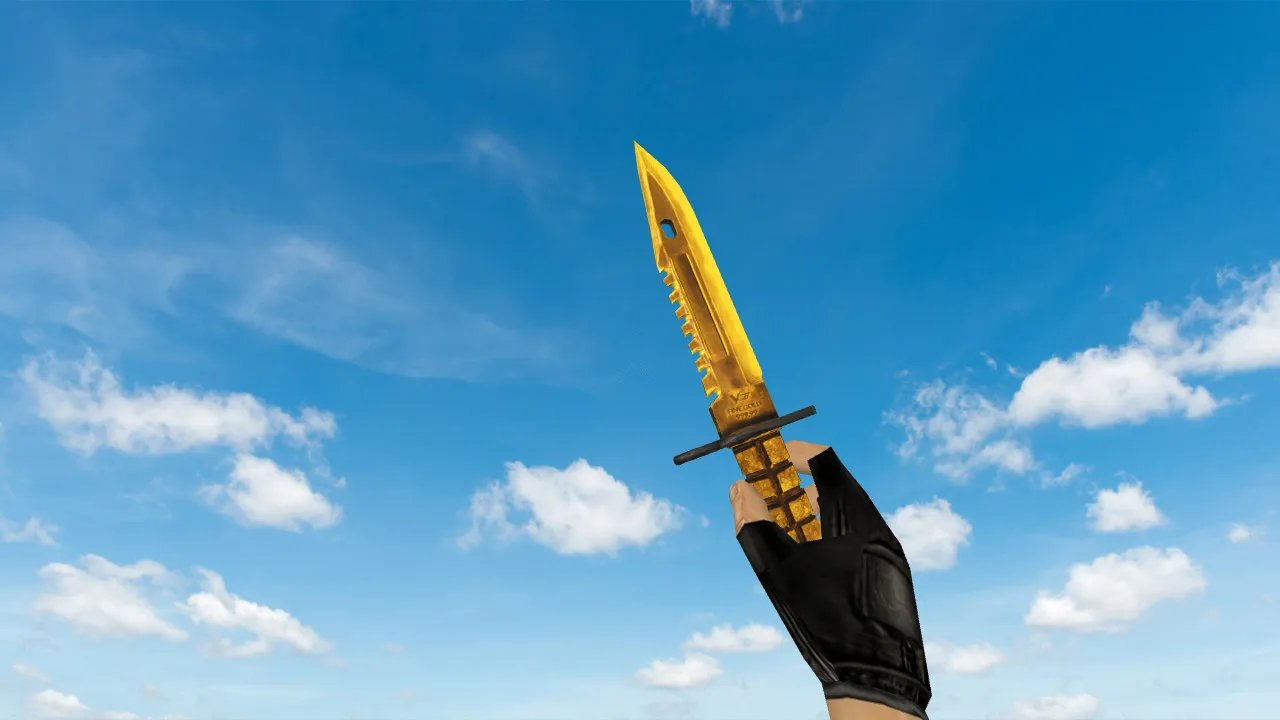 Скриншот Модель ножа M9 Bayonet Fine Gold v_ p_ w_ для CS 1.6: звуки, анимация осмотра, текстуры и настройка
