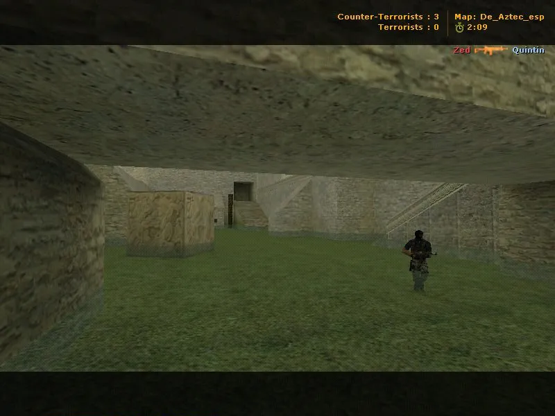Скриншот Карта de_aztec_esp для CS 1.6: точки, маршруты, .nav для ботов, оптимизация wpoly/epoly и баланс сторон