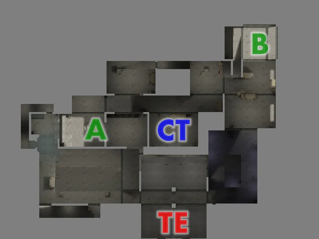 Скриншот  de_fac_gray_pro — DE карта для CS 1.6: баланс сторон, точки, .nav для ботов и оптимизация wpoly/epoly