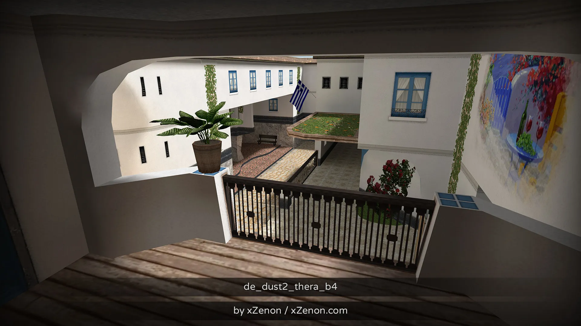 Скриншот  Карта de_dust2_thera_b3 для CS 1.6: тактика за CT и T, точки, маршруты, боты (.nav), оптимизация