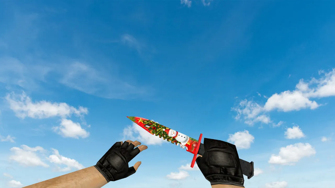 Скриншот Модель ножа M9 Bayonet Xmas v_ для CS 1.6: звуки, анимация осмотра, текстуры и точная форма в игре