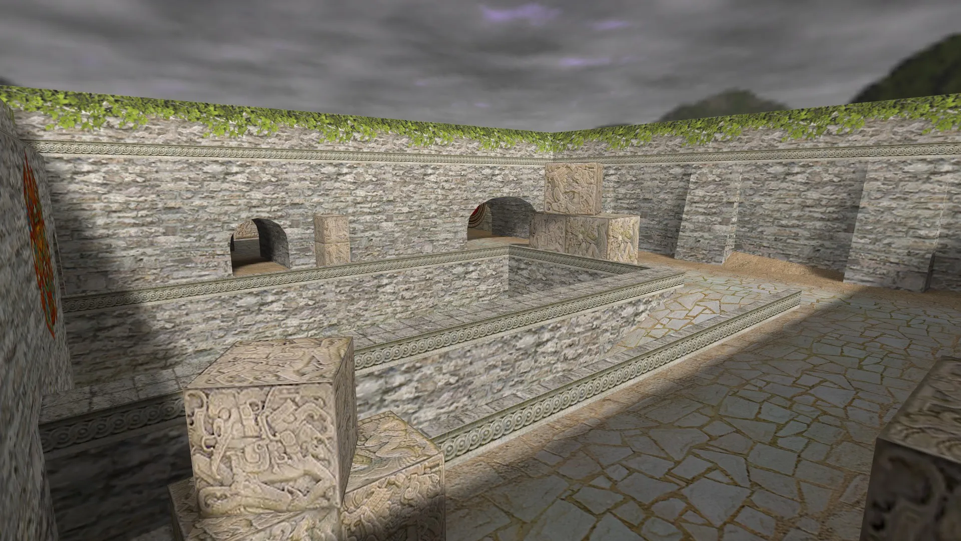 Скриншот  de_aztec3 для CS 1.6: тактика за CT и T, точки, .nav для ботов и оптимизация карты