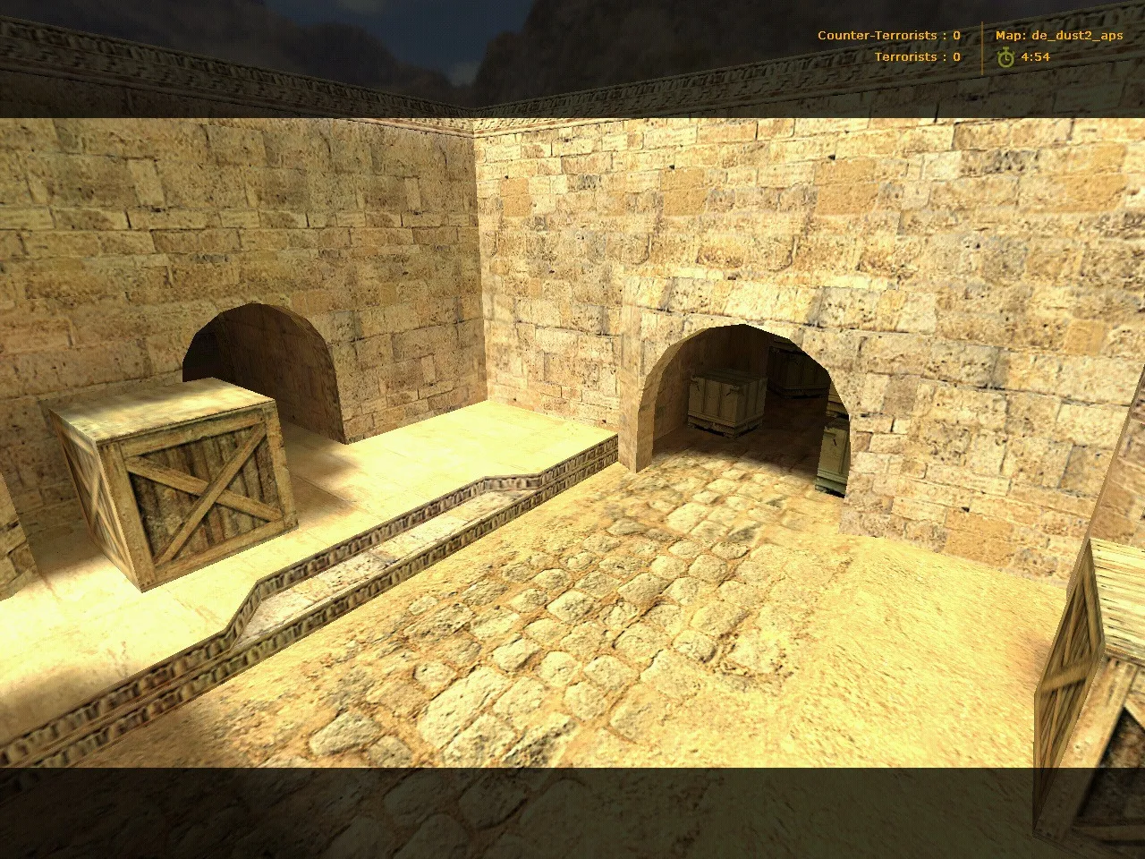 Скриншот  de_dust2_aps — DE карта для CS 1.6: тактика за CT/T, .nav для ботов, оптимизация wpoly/epoly