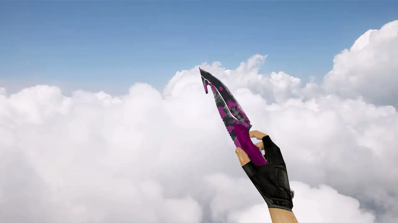 Скриншот v_ и p_ нож с лезвием-крюком «Пиксельный камуфляж Розовый» для CS 1.6: звуки, анимация осмотра, текстуры