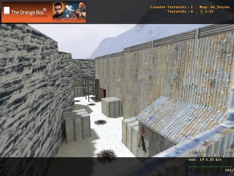 Скриншот  Карта de_frozen для CS 1.6: баланс сторон, тактика, точки, .nav для ботов и оптимизация wpoly/epoly