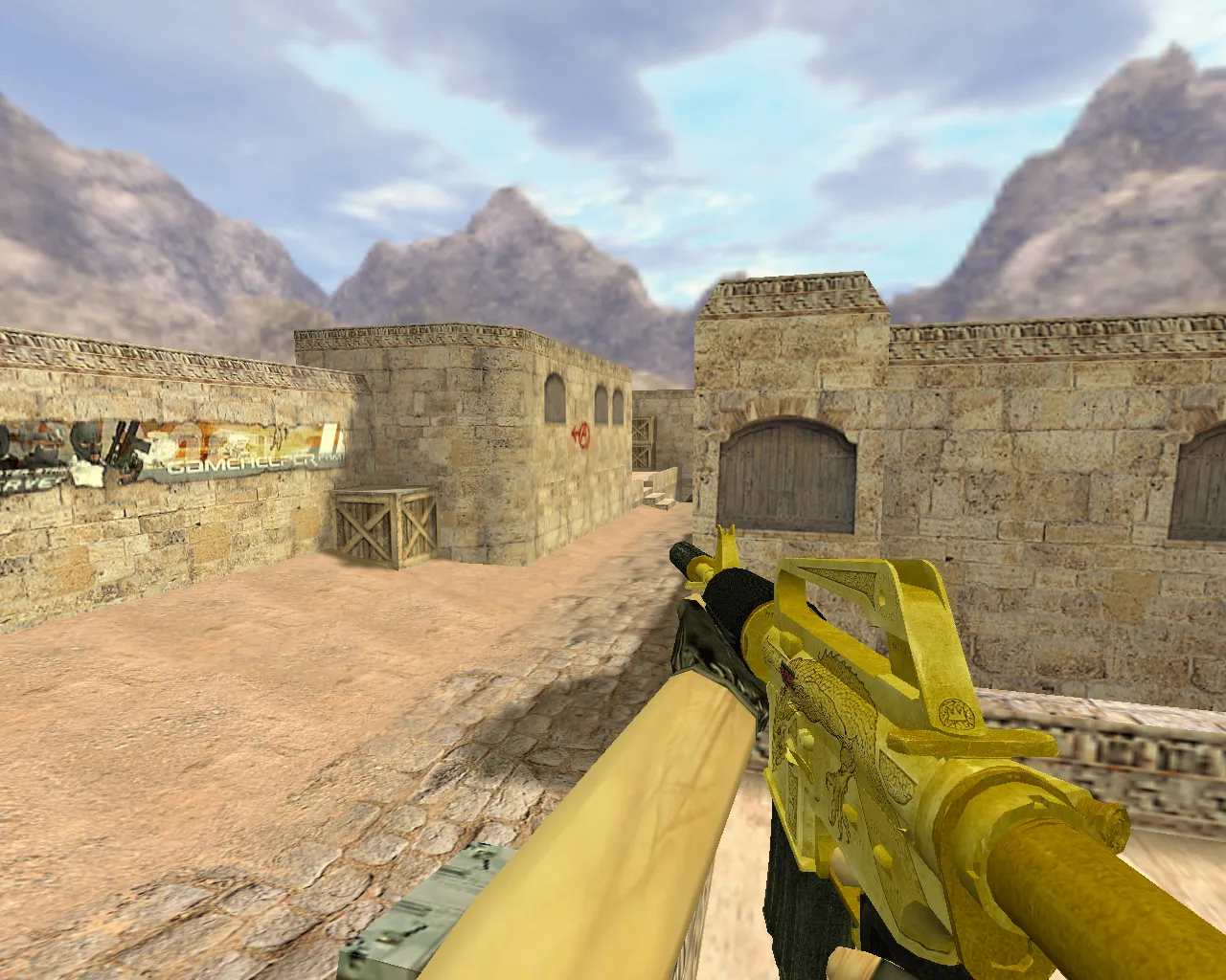 Скриншот Модель M4A1 «Золотой Василиск» v_m4a1 для CS 1.6: p_ и w_ модели, звук, анимация осмотра