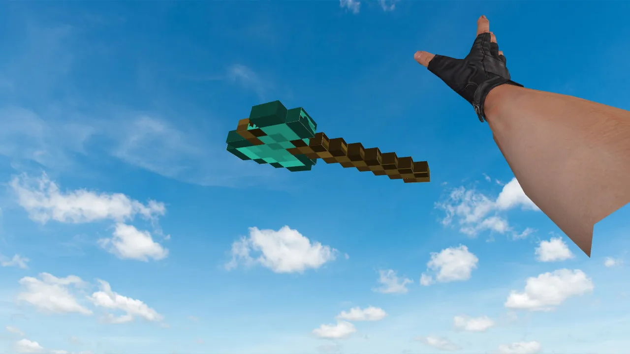 Скриншот Модель ножа «Топор из Майнкрафта» для CS 1.6: v_, p_, w_ модели, звук, анимация осмотра и текстуры