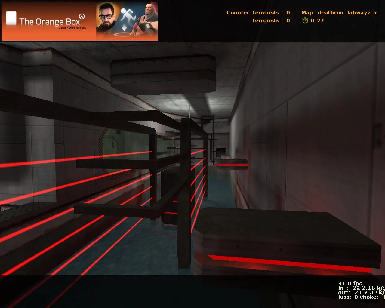 Скриншот  deathrun_labwayz_x для CS 1.6: карта Deathrun, точки за команду, .nav для ботов и оптимизация