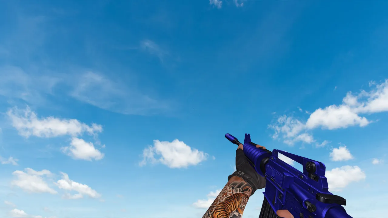 Скриншот  Пак моделей оружия «Blue Weapons With Tattoo» для CS 1.6: v_, p_, w_ модели, звуки, анимация осмотра и качество текстур