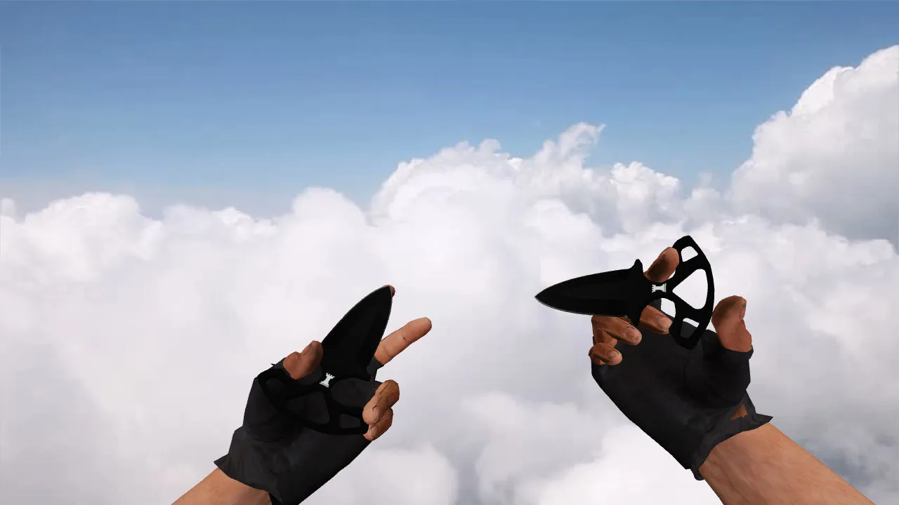 Скриншот Модель «Shadow Daggers Black» (v_knife, p_knife, w_knife) для CS 1.6: звуки, анимации осмотра и текстуры