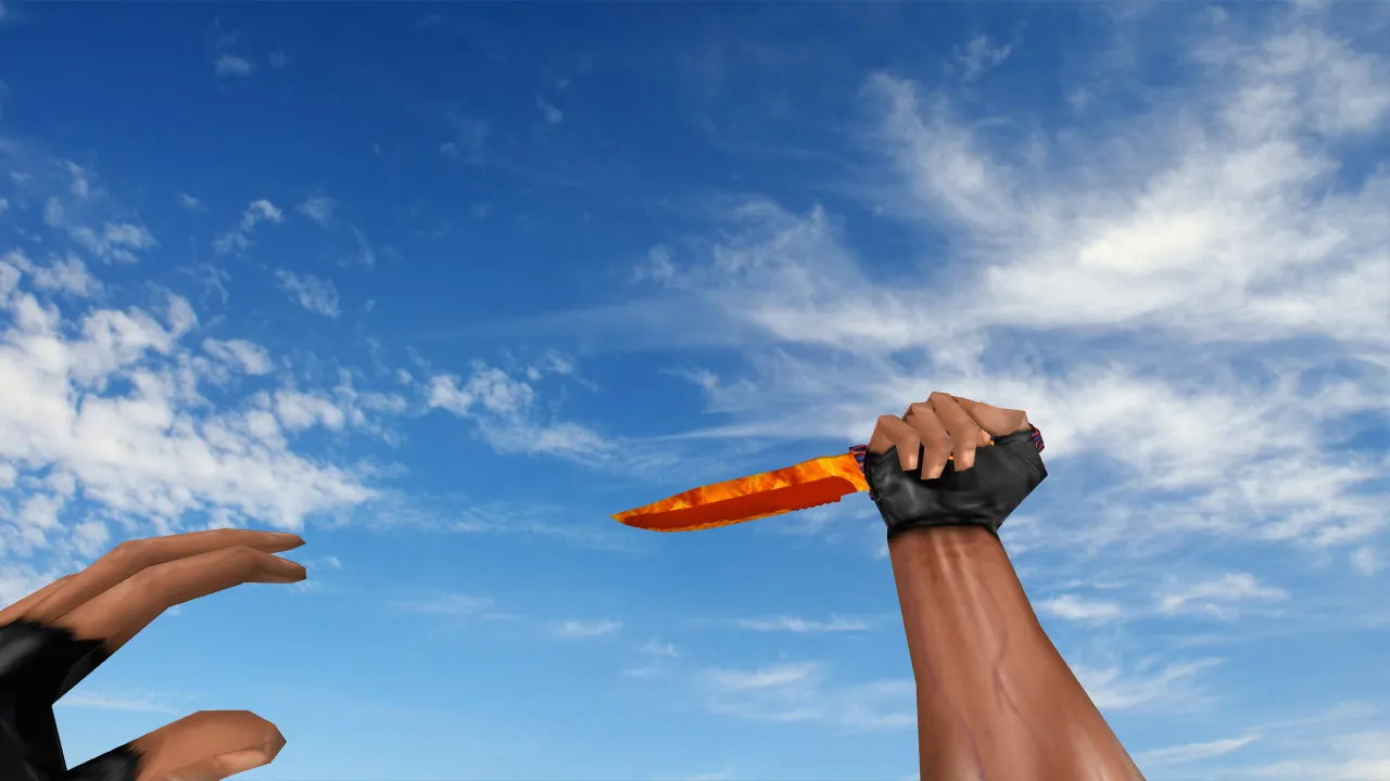 Скриншот Модель ножа «Fire Knife» для CS 1.6: v_, p_, w_ модели, звуки, анимация осмотра и настройка под сервер