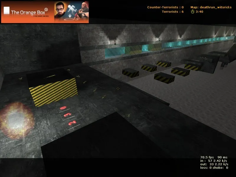 Скриншот  deathrun_witsbricks для CS 1.6: карта deathrun, баланс сторон, тактики за TR/CT и быстрый вход без вирусов