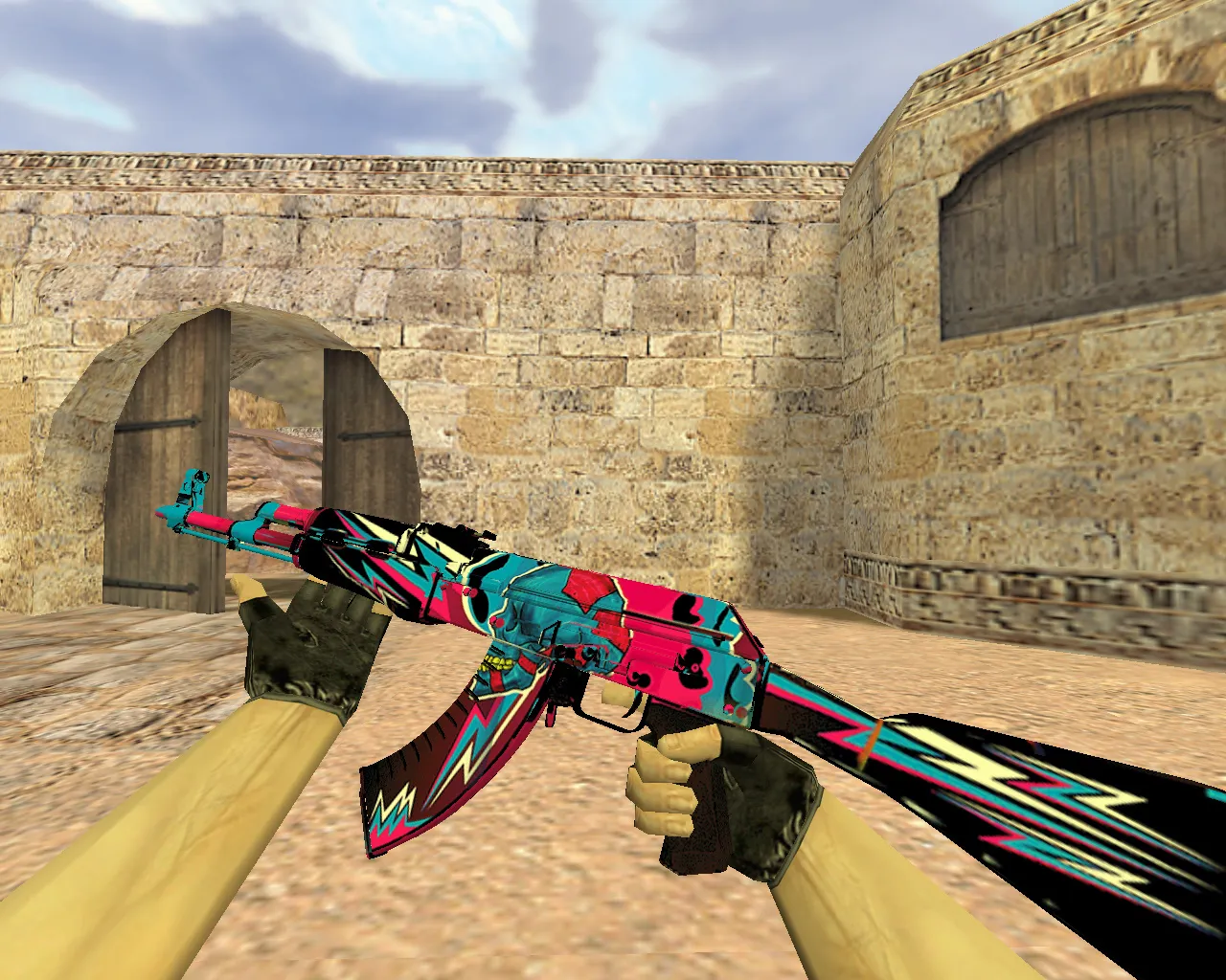 Скриншот Модель «АК-47 Звездный вандал» v_ p_ w_ для CS 1.6: звуки, анимация осмотра, качество текстур