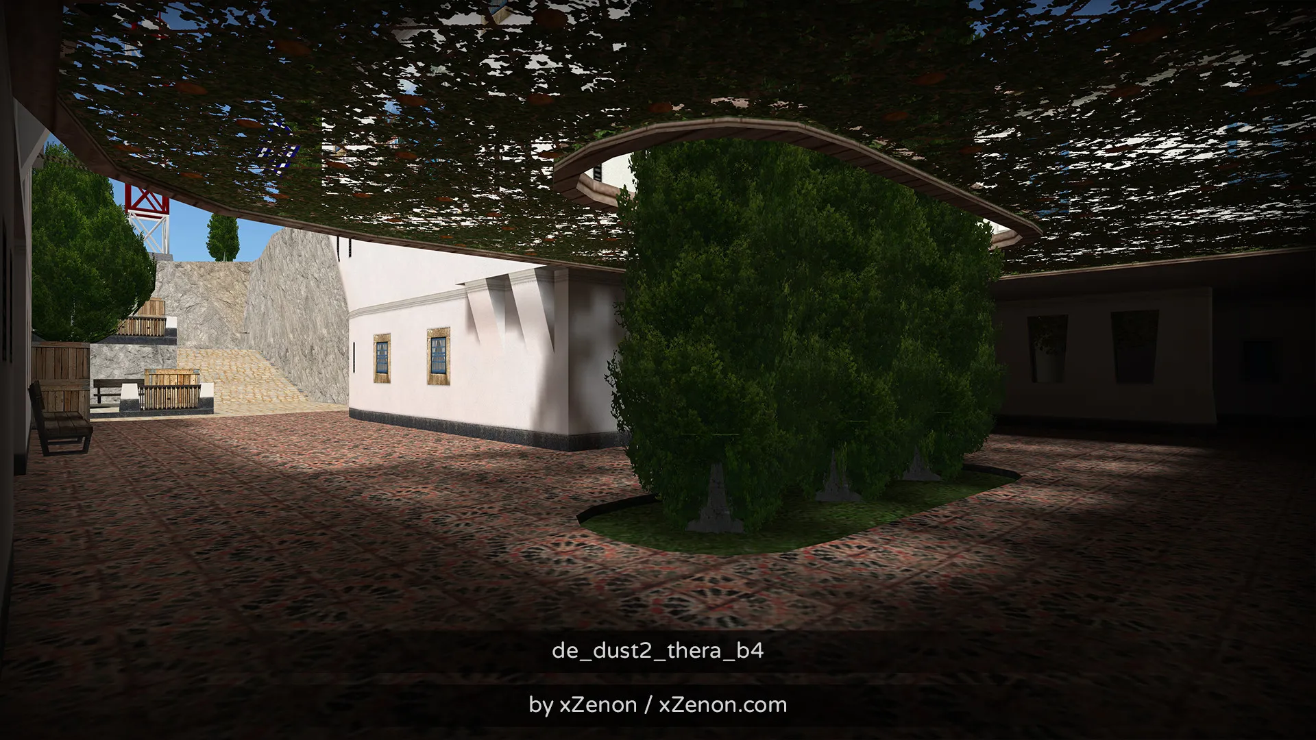 Скриншот  Карта de_dust2_thera_b3 для CS 1.6: тактика за CT и T, точки, маршруты, боты (.nav), оптимизация