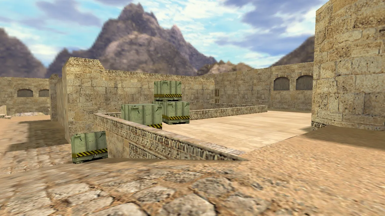 Скриншот Карта de_dust2_remake для CS 1.6: баланс сторон, точки под плент/раш, .nav для ботов и оптимизация