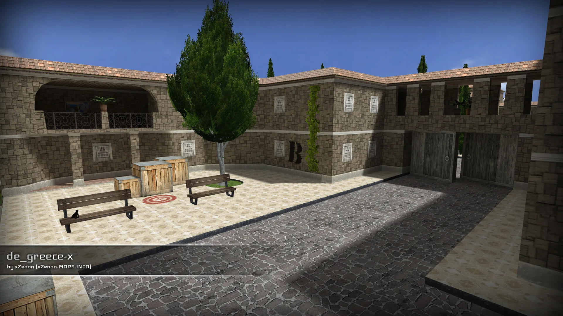 Скриншот  de_greece-x_b1 для CS 1.6: карта, навигация ботов, оптимизация и тактика за стороны