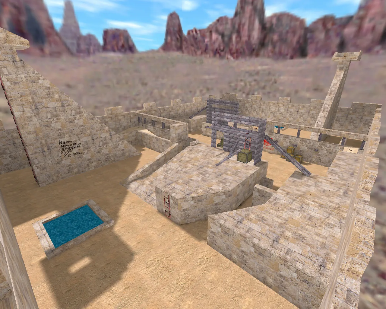 Скриншот  Карта cs_16fighter для CS 1.6: точки, раунды и настройка ботов