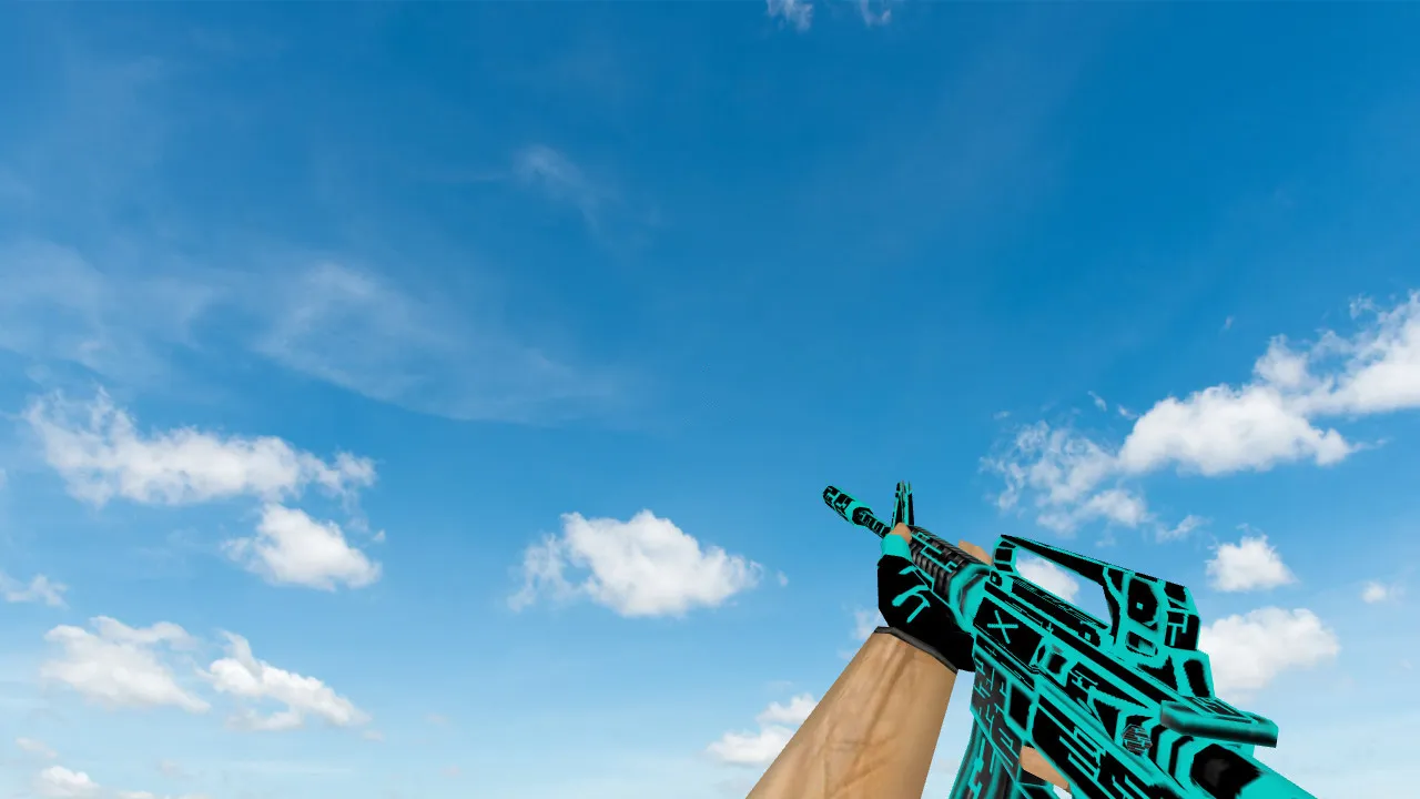 Скриншот Default M4A1 Neon Electro v_ модели для CS 1.6: звуки, анимация осмотра, качество текстур